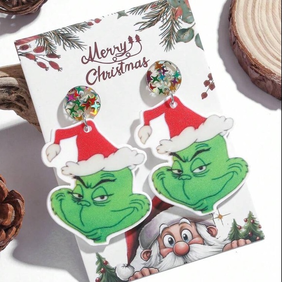 The Grinch Acrylic Earrings - Picture 2 of 3